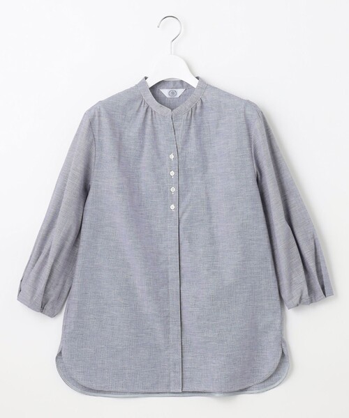 J.PRESS Ladies（J.プレス レディス）の「【洗える・吸水】 BEZピンチェック スタンドカラー ブラウス（シャツ/ブラウス・レディース・ネイビー系3/イエロー系3/サックスブルー系3・XS）」の8枚目の写真