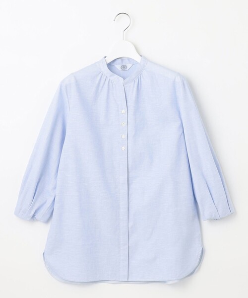 J.PRESS Ladies（J.プレス レディス）の「【洗える・吸水】 BEZピンチェック スタンドカラー ブラウス（シャツ/ブラウス・レディース・ネイビー系3/イエロー系3/サックスブルー系3・XS）」の9枚目の写真