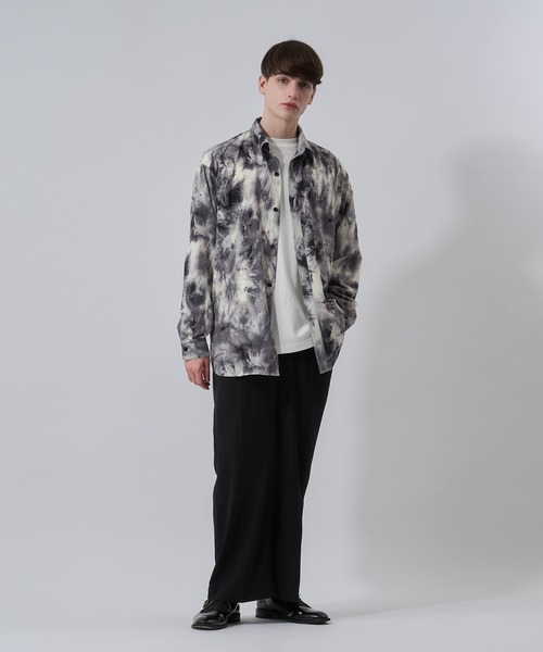 Adoon plain(アドーンプレーン)の「【Adoonplain】アブストラクトパターンシャツ(シャツ/ブラウス・メンズ・ベージュ系その他/ブラック・MEDIUM/LARGE)」の4枚目の写真