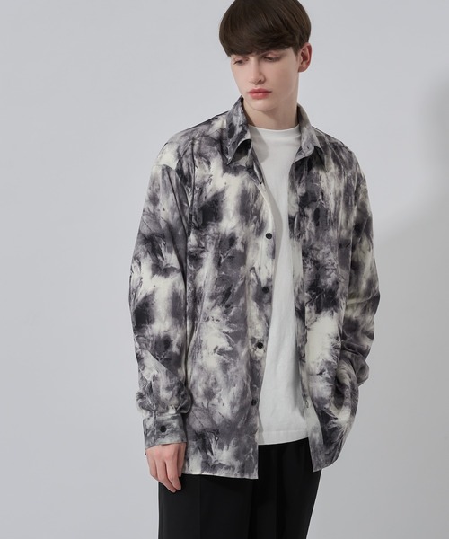 Adoon plain(アドーンプレーン)の「【Adoonplain】アブストラクトパターンシャツ(シャツ/ブラウス・メンズ・ベージュ系その他/ブラック・MEDIUM/LARGE)」の3枚目の写真