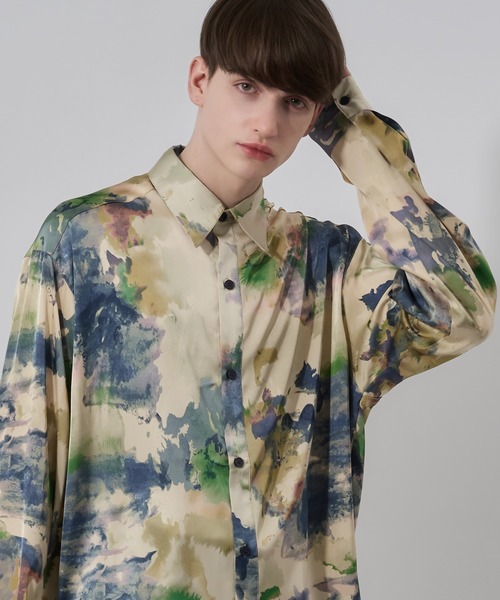 Adoon plain(アドーンプレーン)の「【Adoonplain】アブストラクトパターンシャツ(シャツ/ブラウス・メンズ・ベージュ系その他/ブラック・MEDIUM/LARGE)」の8枚目の写真