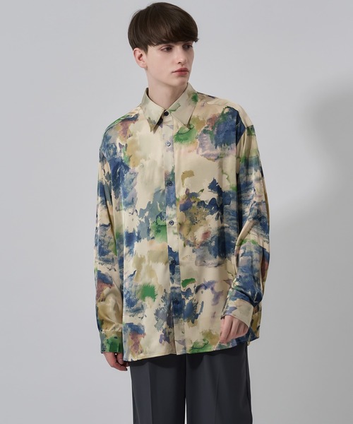 Adoon plain(アドーンプレーン)の「【Adoonplain】アブストラクトパターンシャツ(シャツ/ブラウス・メンズ・ベージュ系その他/ブラック・MEDIUM/LARGE)」の7枚目の写真