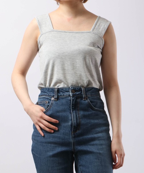 FUNALIVE(ファンアライブ)の「PAGE ONE 日本製しっとりインナーキャミソール(キャミソール・レディース・ブラック/杢グレー/オフホワイト/モカ/グリーン・M-L)」の21枚目の写真