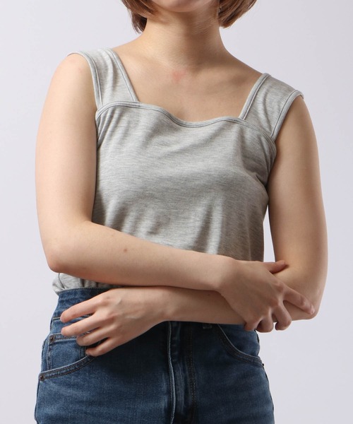 FUNALIVE(ファンアライブ)の「PAGE ONE 日本製しっとりインナーキャミソール(キャミソール・レディース・ブラック/杢グレー/オフホワイト/モカ/グリーン・M-L)」の22枚目の写真