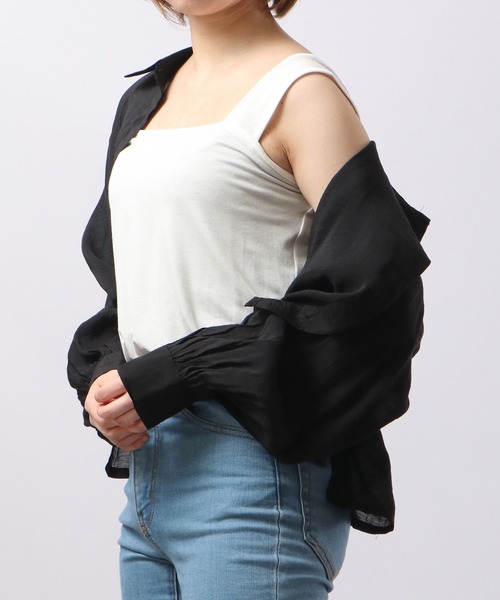 FUNALIVE(ファンアライブ)の「PAGE ONE 日本製しっとりインナーキャミソール(キャミソール・レディース・ブラック/杢グレー/オフホワイト/モカ/グリーン・M-L)」の8枚目の写真