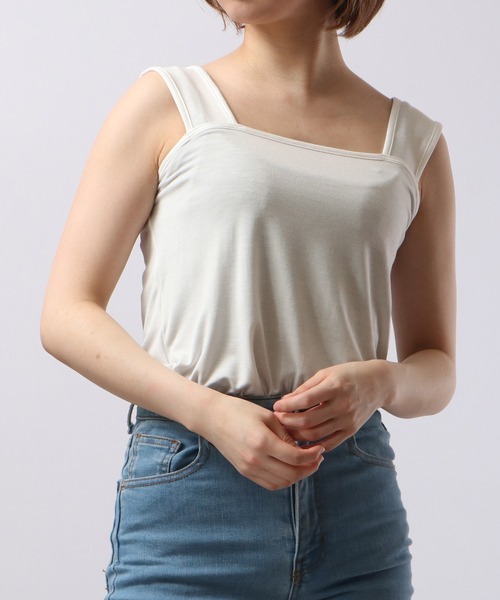 FUNALIVE(ファンアライブ)の「PAGE ONE 日本製しっとりインナーキャミソール(キャミソール・レディース・ブラック/杢グレー/オフホワイト/モカ/グリーン・M-L)」の9枚目の写真