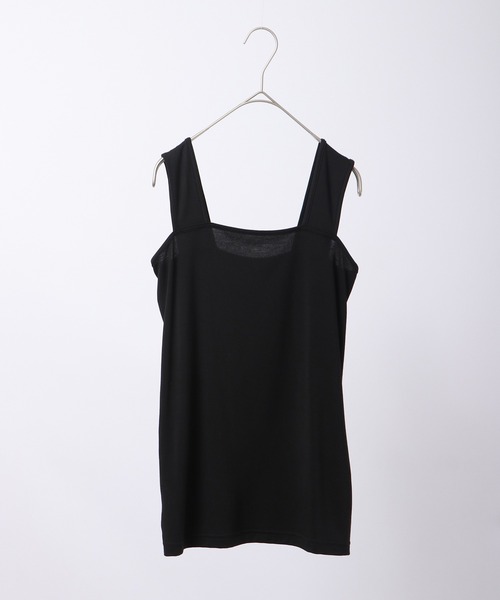 PHEENY 黒 キャミソール 日本製 PHEENY/COTTON SHIRRING CAMISOLE(BLACK)