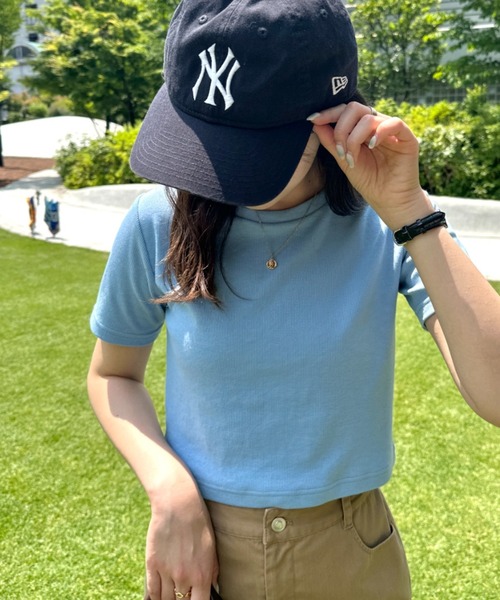 WEGO（ウィゴー）の「WEGO/リブショートT（Tシャツ/カットソー・レディース・ホワイト/ピンク/ブラック/グリーン/サックスブルー/杢グレー/ブルー/ライトパープル/ホワイト系その他/ブラック系その他/ターコイズブルー/オレンジ/グリーン系その他/ワイン/カーキ・LARGE/SMALL/MEDIUM）」の9枚目の写真