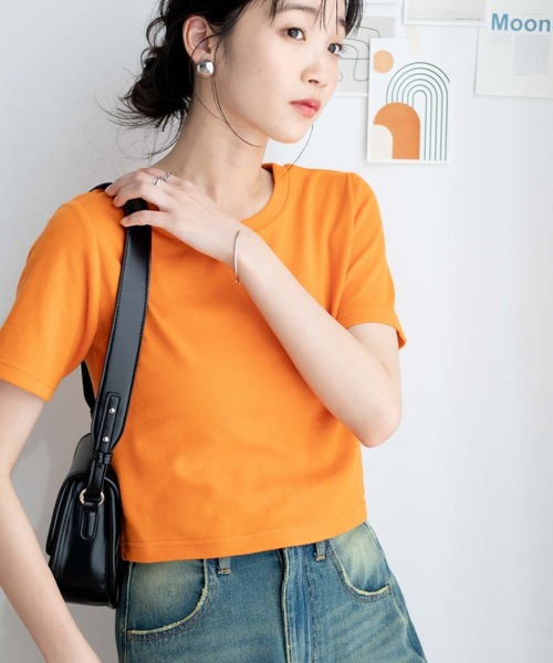 WEGO（ウィゴー）の「WEGO/リブショートT（Tシャツ/カットソー・レディース・ホワイト/ピンク/ブラック/グリーン/サックスブルー/杢グレー/ブルー/ライトパープル/ホワイト系その他/ブラック系その他/ターコイズブルー/オレンジ/グリーン系その他/ワイン/カーキ・LARGE/SMALL/MEDIUM）」の15枚目の写真