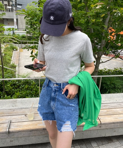 WEGO（ウィゴー）の「WEGO/リブショートT（Tシャツ/カットソー・レディース・ホワイト/ピンク/ブラック/グリーン/サックスブルー/杢グレー/ブルー/ライトパープル/ホワイト系その他/ブラック系その他/ターコイズブルー/オレンジ/グリーン系その他/ワイン/カーキ・LARGE/SMALL/MEDIUM）」の19枚目の写真