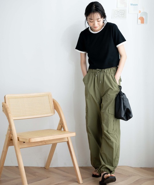 WEGO（ウィゴー）の「WEGO/リブショートT（Tシャツ/カットソー・レディース・ホワイト/ピンク/ブラック/グリーン/サックスブルー/杢グレー/ブルー/ライトパープル/ホワイト系その他/ブラック系その他/ターコイズブルー/オレンジ/グリーン系その他/ワイン/カーキ・LARGE/SMALL/MEDIUM）」の20枚目の写真