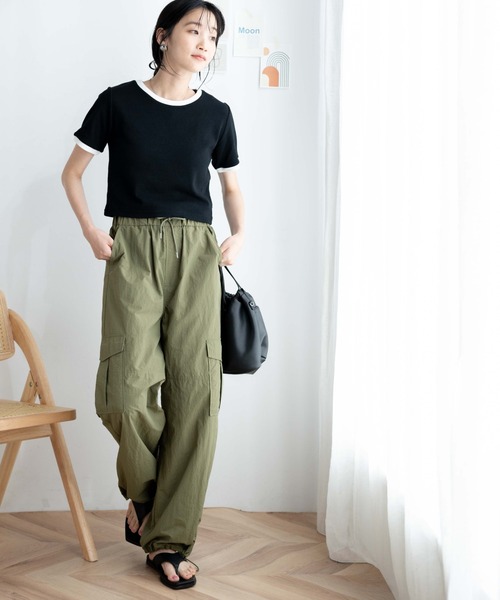 WEGO（ウィゴー）の「WEGO/リブショートT（Tシャツ/カットソー・レディース・ホワイト/ピンク/ブラック/グリーン/サックスブルー/杢グレー/ブルー/ライトパープル/ホワイト系その他/ブラック系その他/ターコイズブルー/オレンジ/グリーン系その他/ワイン/カーキ・LARGE/SMALL/MEDIUM）」の22枚目の写真