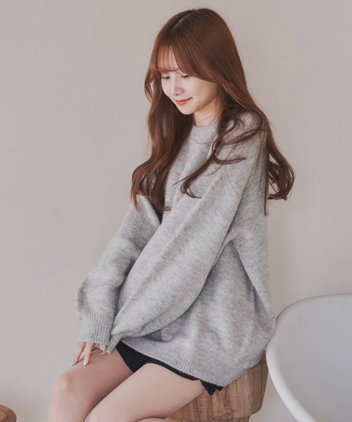 ADAMASTE（アダマスト）の「【2023AW】ソフトタッチオーバーサイズクルーネックニット（ニット/セーター・メンズ・パープル/ブラック/エメラルド/ブルー/ライトグレー・SMALL/MEDIUM/LARGE）」の21枚目の写真