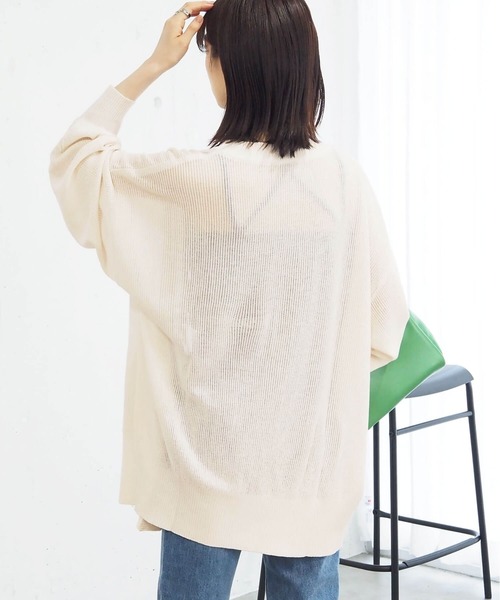 tiptop（ティップトップ）の「【ラメシアー登場】変わり編みシアーBIGカーディガン（カーディガン/ボレロ・レディース・グリーン系その他/オフホワイト/グレー/ブルー/ブラック/イエロー/ピンク/サックスブルー/ブラック系その他/ホワイト系その他・FREE）」の13枚目の写真
