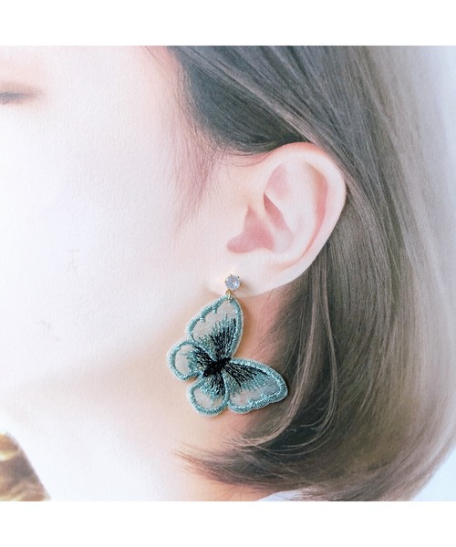 tone(トーン)の「【fuwari】ジルコニア 蝶々 ピアス(MA)(ピアス(両耳用)・レディース・ブルー/ピンク/グリーン/ゴールド・FREE)」の13枚目の写真