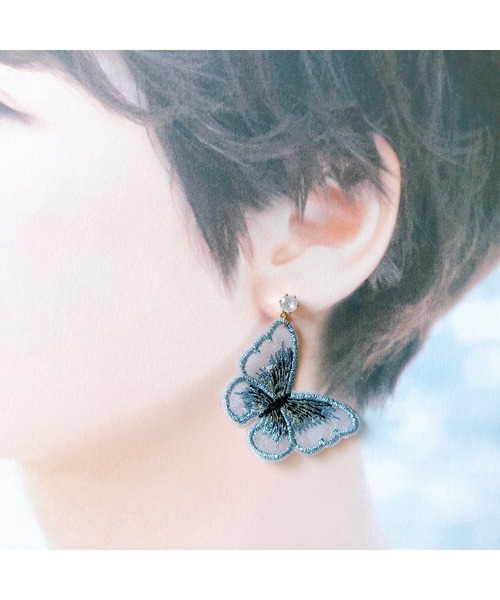 tone(トーン)の「【fuwari】ジルコニア 蝶々 ピアス(MA)(ピアス(両耳用)・レディース・ブルー/ピンク/グリーン/ゴールド・FREE)」の20枚目の写真