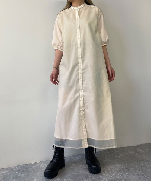 179/WG(イチナナキュウダブルジー)の「オーガンジーレイヤードワンピース(ワンピース・レディース・オフホワイト/ブラック/グレー・MEDIUM)」の1枚目の写真