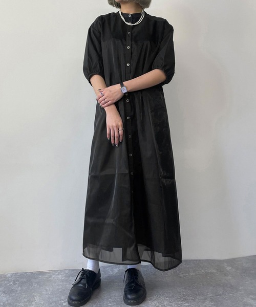 179/WG(イチナナキュウダブルジー)の「オーガンジーレイヤードワンピース(ワンピース・レディース・オフホワイト/ブラック/グレー・MEDIUM)」の2枚目の写真