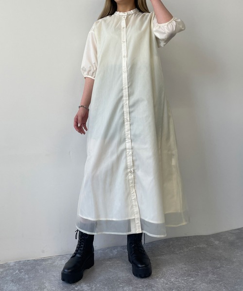 179/WG(イチナナキュウダブルジー)の「オーガンジーレイヤードワンピース(ワンピース・レディース・オフホワイト/ブラック/グレー・MEDIUM)」の19枚目の写真