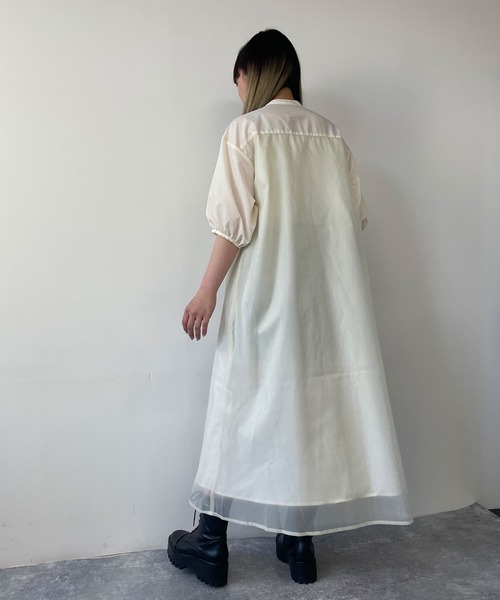 179/WG(イチナナキュウダブルジー)の「オーガンジーレイヤードワンピース(ワンピース・レディース・オフホワイト/ブラック/グレー・MEDIUM)」の16枚目の写真