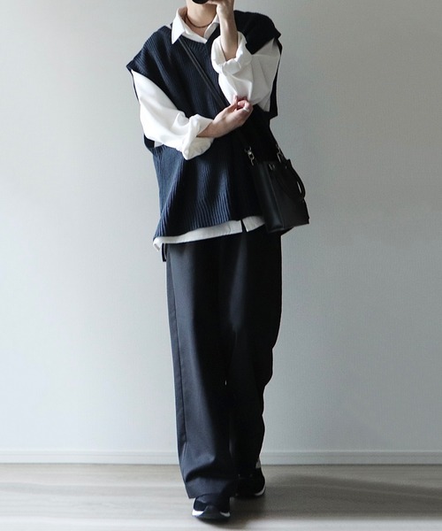 cussil(クシル)の「【cussil/クシル】ドレスツイル 1タックワイドストレートスラックス(スラックス・メンズ・チャコールグレー/ブラック・S/M/L)」の10枚目の写真