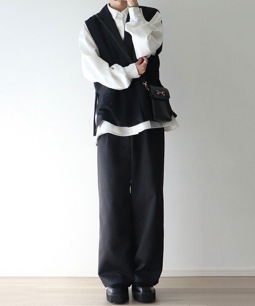 cussil(クシル)の「【cussil/クシル】ドレスツイル 1タックワイドストレートスラックス(スラックス・メンズ・チャコールグレー/ブラック・S/M/L)」の15枚目の写真
