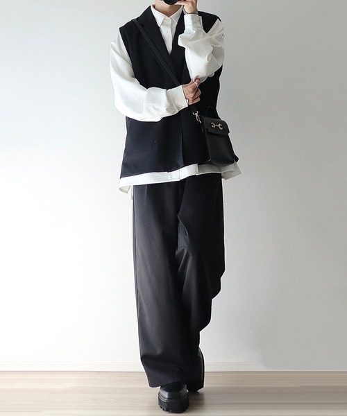cussil(クシル)の「【cussil/クシル】ドレスツイル 1タックワイドストレートスラックス(スラックス・メンズ・チャコールグレー/ブラック・S/M/L)」の20枚目の写真