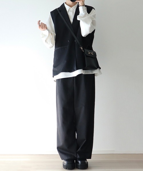 cussil/クシル】ドレスツイル 1タックワイドストレート