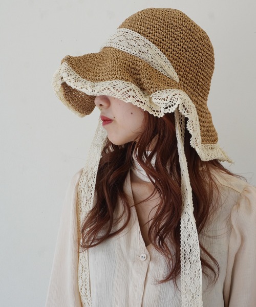 IMARI(イマリ)の「【 IMARI / イマリ 】 レースリボン つば広 麦わら 帽子 / ペーパーハット #(ハット・レディース・ベージュ/アイボリー・FREE)」の18枚目の写真