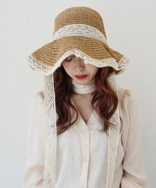 IMARI(イマリ)の「【 IMARI / イマリ 】 レースリボン つば広 麦わら 帽子 / ペーパーハット #(ハット・レディース・ベージュ/アイボリー・FREE)」の20枚目の写真