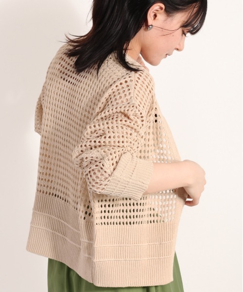 cepo(セポ)の「メッシュニット ジップカーディガン(カーディガン/ボレロ・レディース・オレンジ/オフホワイト/サックスブルー/チャコール/ミント/ベージュ・M)」の18枚目の写真