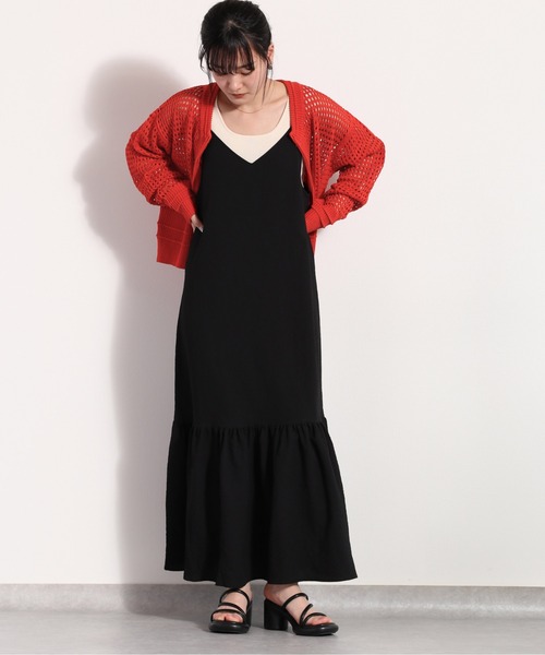 cepo(セポ)の「メッシュニット ジップカーディガン(カーディガン/ボレロ・レディース・オレンジ/オフホワイト/サックスブルー/チャコール/ミント/ベージュ・M)」の16枚目の写真