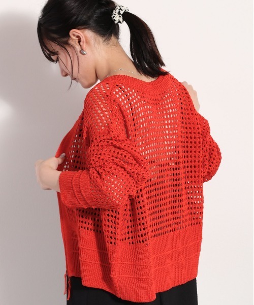 cepo(セポ)の「メッシュニット ジップカーディガン(カーディガン/ボレロ・レディース・オレンジ/オフホワイト/サックスブルー/チャコール/ミント/ベージュ・M)」の15枚目の写真