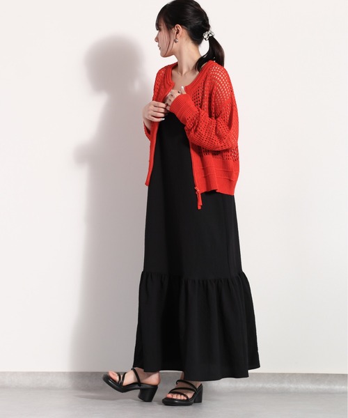 cepo(セポ)の「メッシュニット ジップカーディガン(カーディガン/ボレロ・レディース・オレンジ/オフホワイト/サックスブルー/チャコール/ミント/ベージュ・M)」の11枚目の写真