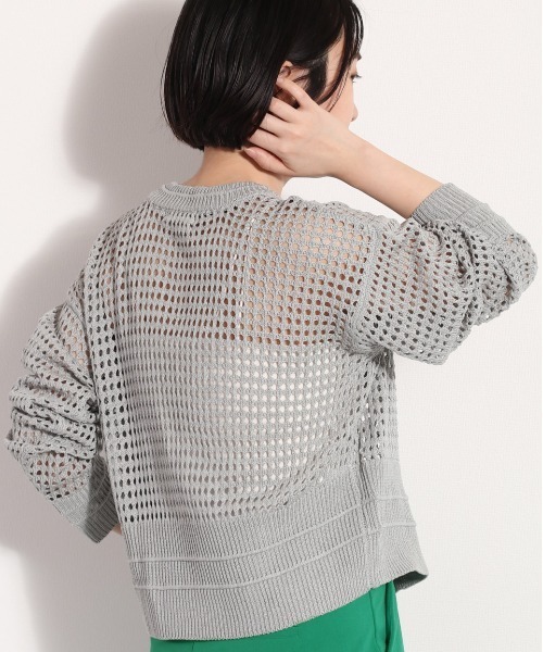 cepo(セポ)の「メッシュニット ジップカーディガン(カーディガン/ボレロ・レディース・オレンジ/オフホワイト/サックスブルー/チャコール/ミント/ベージュ・M)」の7枚目の写真