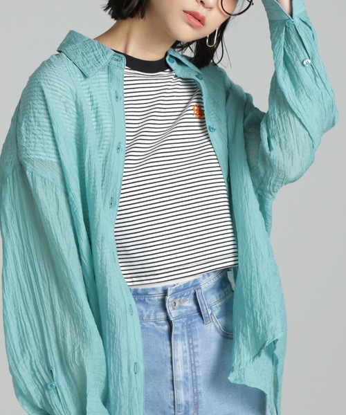 FREE'S MART（フリーズマート）の「◆シアーオーバーシャツ（シャツ/ブラウス・レディース・ホワイト/パープル/ブルー・SMALL/MEDIUM）」の11枚目の写真