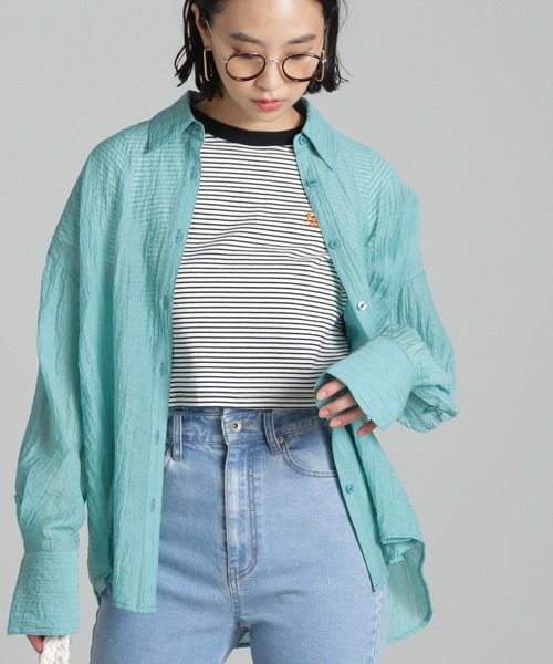 FREE'S MART（フリーズマート）の「◆シアーオーバーシャツ（シャツ/ブラウス・レディース・ホワイト/パープル/ブルー・SMALL/MEDIUM）」の8枚目の写真