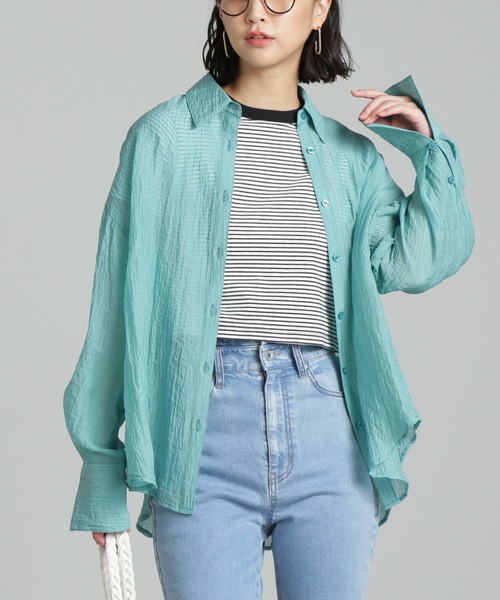 FREE'S MART（フリーズマート）の「◆シアーオーバーシャツ（シャツ/ブラウス・レディース・ホワイト/パープル/ブルー・SMALL/MEDIUM）」の22枚目の写真