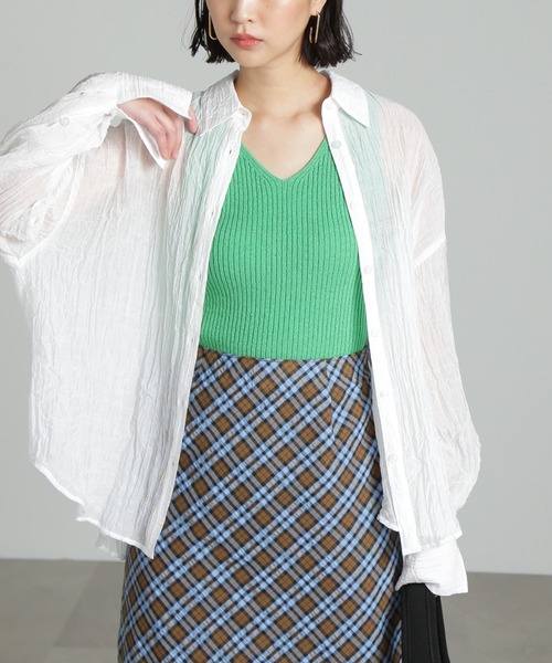 FREE'S MART（フリーズマート）の「◆シアーオーバーシャツ（シャツ/ブラウス・レディース・ホワイト/パープル/ブルー・SMALL/MEDIUM）」の21枚目の写真