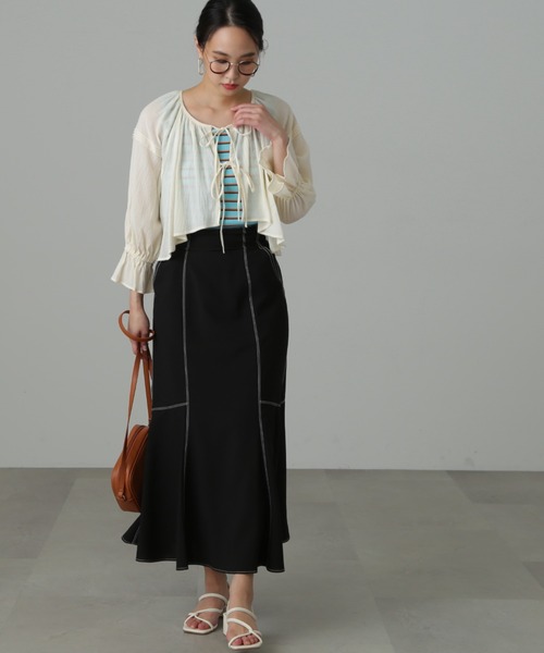 FREE'S MART（フリーズマート）の「◆ダブルリボンボレロブラウス（シャツ/ブラウス・レディース・グリーン/オレンジ/ブラック/ホワイト・FREE）」の21枚目の写真