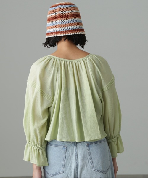 FREE'S MART（フリーズマート）の「◆ダブルリボンボレロブラウス（シャツ/ブラウス・レディース・グリーン/オレンジ/ブラック/ホワイト・FREE）」の7枚目の写真