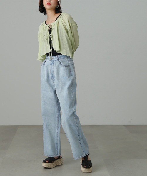 FREE'S MART（フリーズマート）の「◆ダブルリボンボレロブラウス（シャツ/ブラウス・レディース・グリーン/オレンジ/ブラック/ホワイト・FREE）」の10枚目の写真