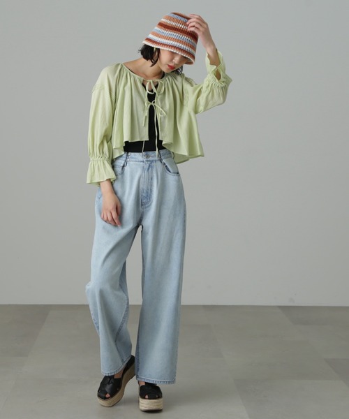 FREE'S MART（フリーズマート）の「◆ダブルリボンボレロブラウス（シャツ/ブラウス・レディース・グリーン/オレンジ/ブラック/ホワイト・FREE）」の19枚目の写真