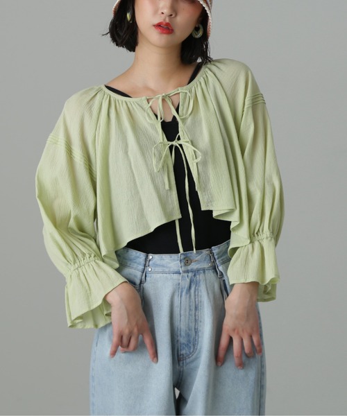 FREE'S MART（フリーズマート）の「◆ダブルリボンボレロブラウス（シャツ/ブラウス・レディース・グリーン/オレンジ/ブラック/ホワイト・FREE）」の14枚目の写真