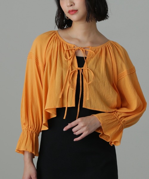 FREE'S MART（フリーズマート）の「◆ダブルリボンボレロブラウス（シャツ/ブラウス・レディース・グリーン/オレンジ/ブラック/ホワイト・FREE）」の11枚目の写真