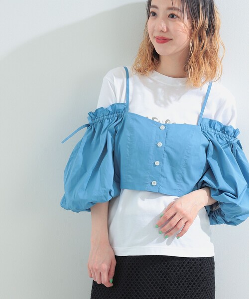 Ray BEAMS(レイビームス)の「Ray BEAMS / オフショル パフ スリーブ ビスチェ(シャツ/ブラウス・レディース・ホワイト/ブラック/ライトブルー・0/1)」の5枚目の写真