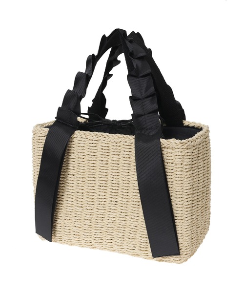 Edit Sheen(エディットシーン)の「グログランリボンハンドルボックスかごバッグ(かごバッグ・レディース・ベージュ・FREE)」の2枚目の写真