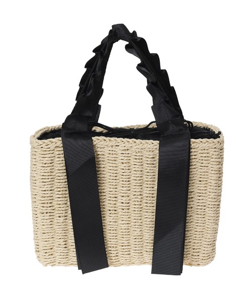 Edit Sheen(エディットシーン)の「グログランリボンハンドルボックスかごバッグ(かごバッグ・レディース・ベージュ・FREE)」の3枚目の写真