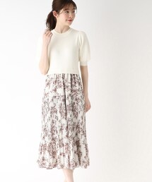 index | ニットドッキングフラワーワンピース【洗える】(ワンピース)