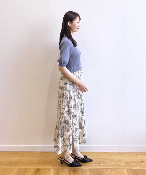 index（インデックス）の「◆ニットドッキングフラワーワンピース【洗える】（ワンピース・レディース・オフホワイト/ライトグレー/ライトブルー・36/38/40/42）」の16枚目の写真